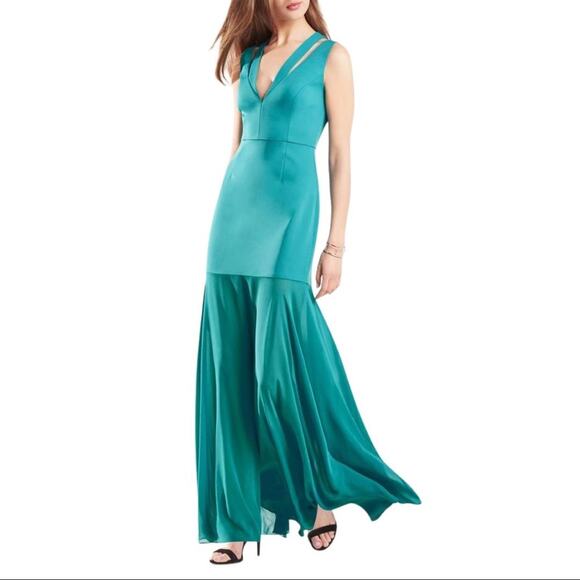 NWT BCBG Max Azria Orlena Double-Strap Gown Teal 02 - Picture 1 of 15